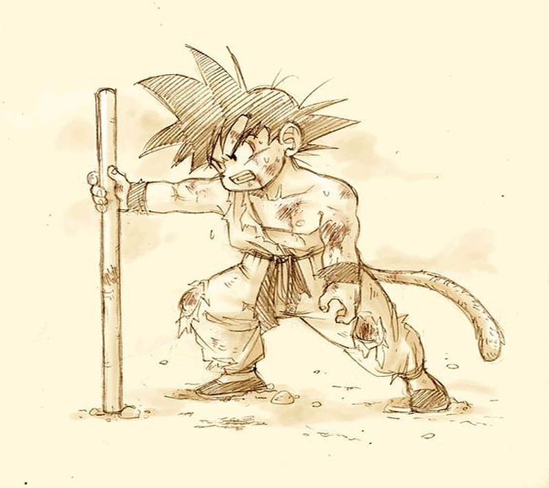 Kid goku finalizado no lápis 6B em - Desenhos do Zennaco