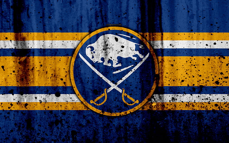 Buffalo Sabres, grunge, NHL, hockey, art, Eastern Conference, USA, logo, stone texture, Atlantic Division, HD wallpaper