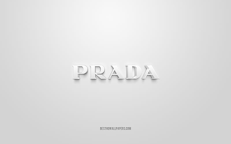 Prada logo, white background, Prada 3d logo, 3d art, Prada, brands logo, white 3d Prada logo, HD wallpaper