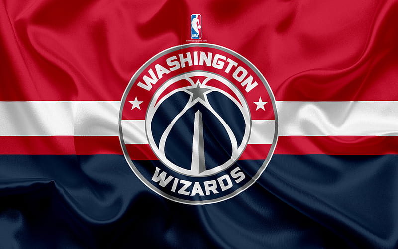 Washington Wizards, basketball club, NBA, emblem, logo, USA, National Basketball Association, silk flag, basketball, Washington, US basketball league, South East Division, HD wallpaper
