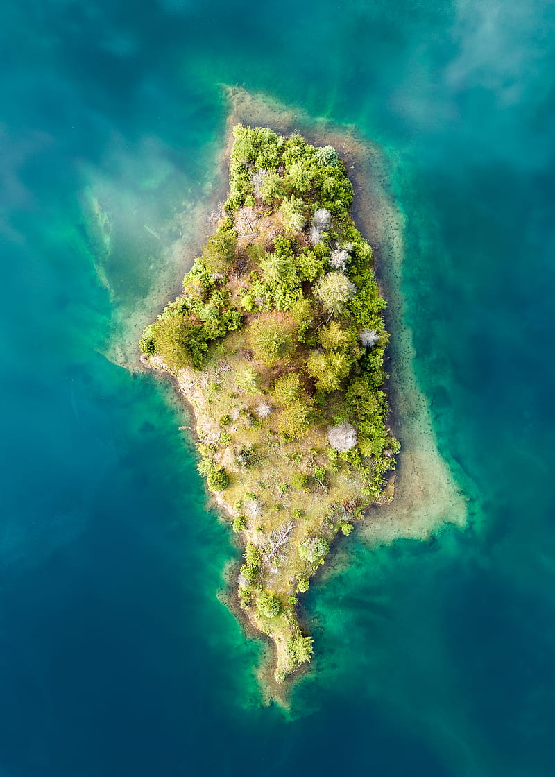 bird's eye view of islet, HD phone wallpaper