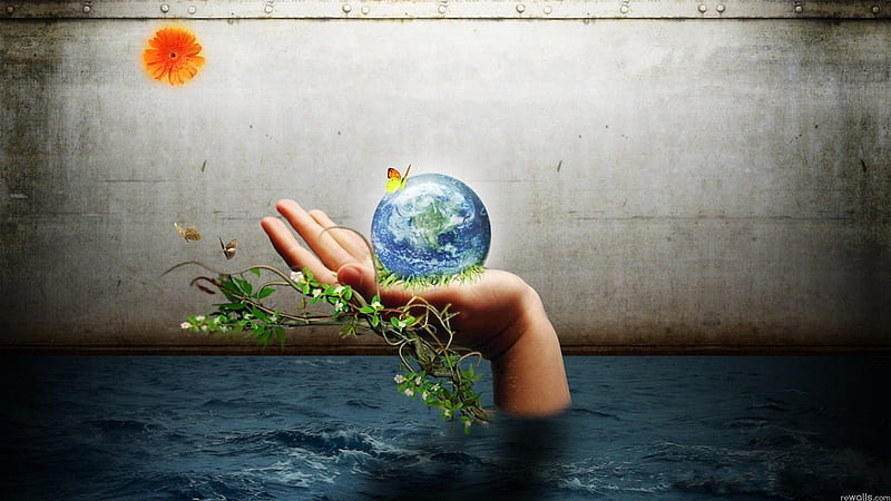 *** How to save our earth ...***, abstrakcja, reka, fantasy, ziemia, HD wallpaper