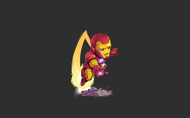 IronMan, minimal superheroes, DC Comics, Iron Man, artwork, gray background, HD wallpaper