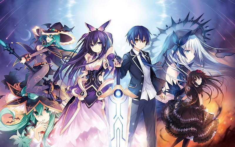 Shido Itsuka, Tohka Yatogami, Kurumi Tokisaki, Natsumi, Origami Tobiichi, manga, Date A Live, HD wallpaper