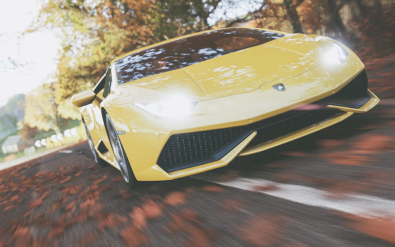 Lamborghini Huracan autosimulator, 2018 games, E3 2018, Forza Horizon 4, Lamborghini, HD wallpaper