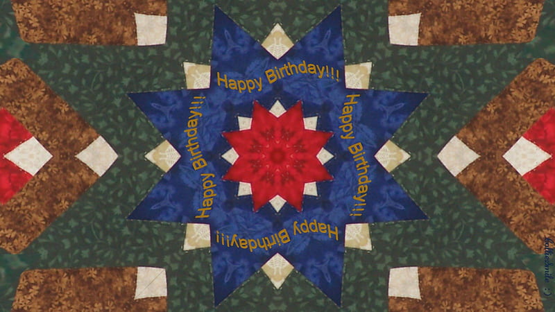 A Patchwork Birtay Quilt, red, homespun, patchwork qui1t, brown, co11ie, quilt, bri11iance, stars, Celebration, Happy Birtay, 1ive it up, kaleidoscope, pine green, kaleidoscopes too1, floral pattern, and blue, Patchwork, Birtay, white, HD wallpaper