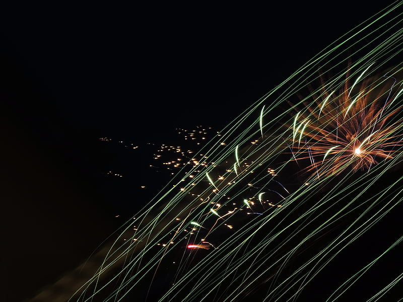 Abstract Fireworks And Streamers, Fireworks, Sky, Summer, Abstract, Streamers, graphy, July, HD wallpaper