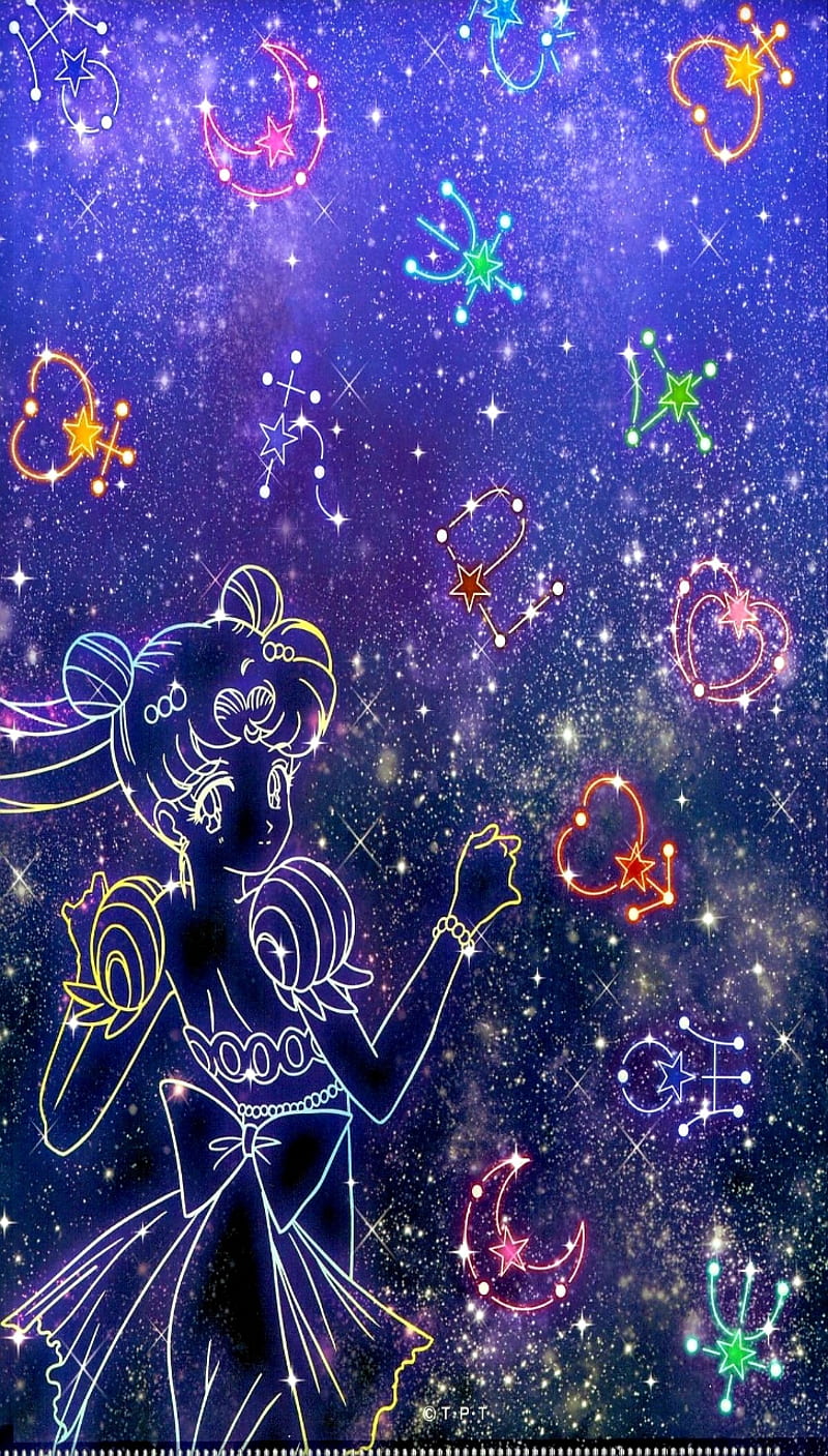 Sailor Moon Signs, anime, galaxy, magic, sailor moon, spells, HD phone wallpaper