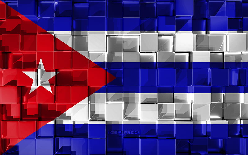 Flag of Cuba, 3d flag, 3d cubes texture, Flags of North America countries, 3d art, Cuba, North America, 3d texture, Cuba flag, HD wallpaper