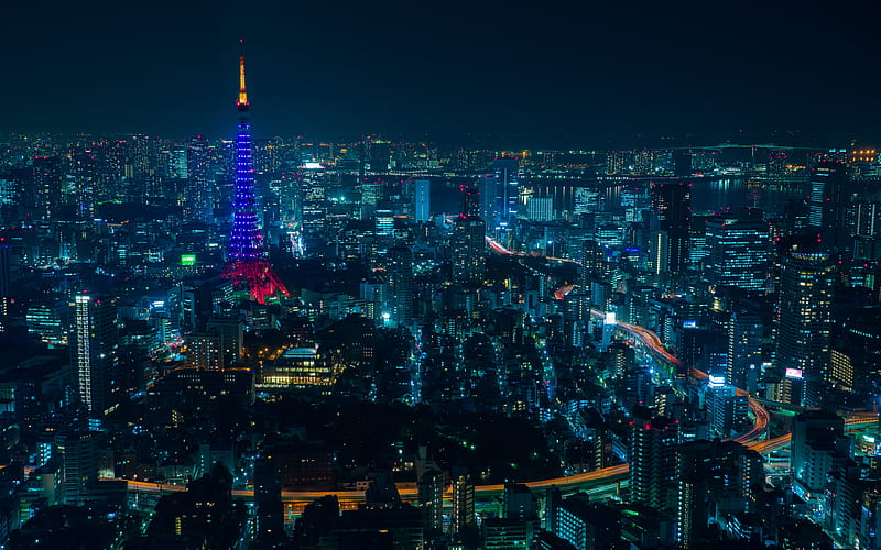 Tokyo Tower, nightscapes, TV tower, Tokyo, Shiba-koen district, Nippon Television City, Minato, japan, Asia, HD wallpaper