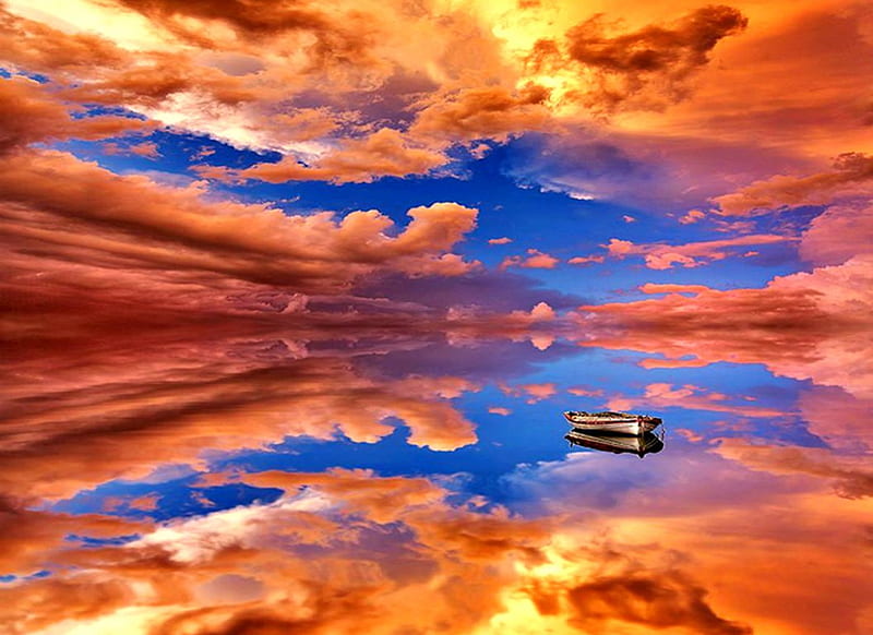 Fantasy Lake, nature, boat, sky, lake, HD wallpaper | Peakpx