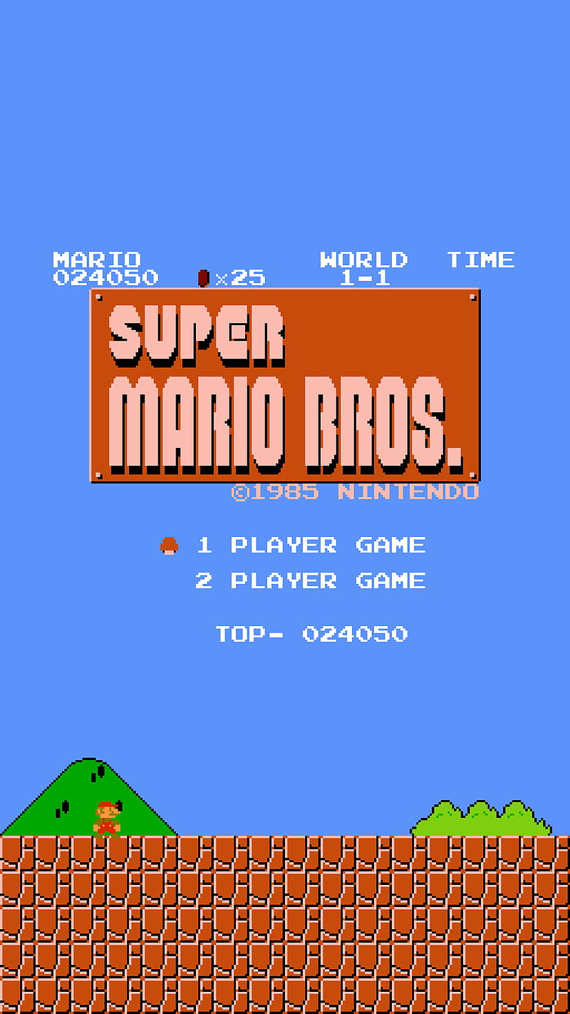Super Mario Bros., 8-bit, retro games, pixels, Nintendo, Super Mario, portrait display, video games, HD phone wallpaper