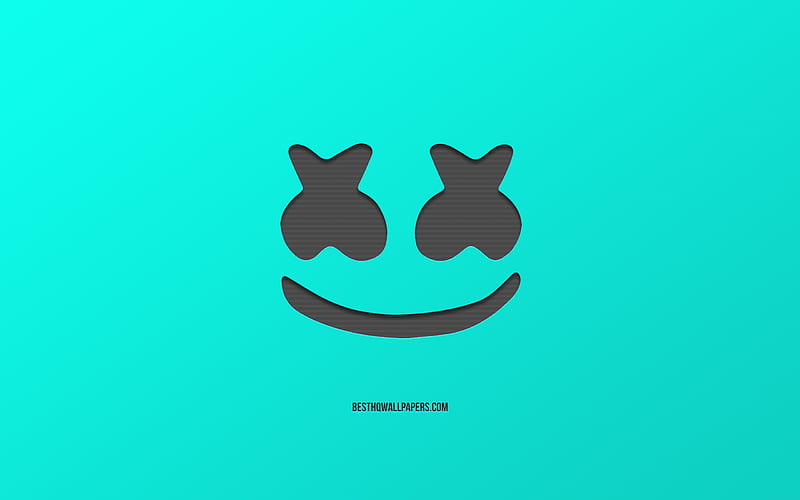 Marshmello, American DJ, logo, turquoise background, emblem, stylish art,  HD wallpaper | Peakpx