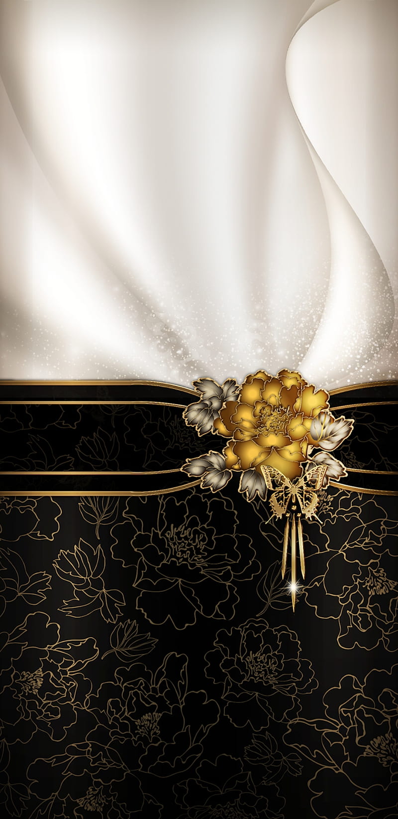 GoldenPeonyFlower, golden, gold, peony, flower, butterfly, bonito, pretty,  girly, HD phone wallpaper | Peakpx