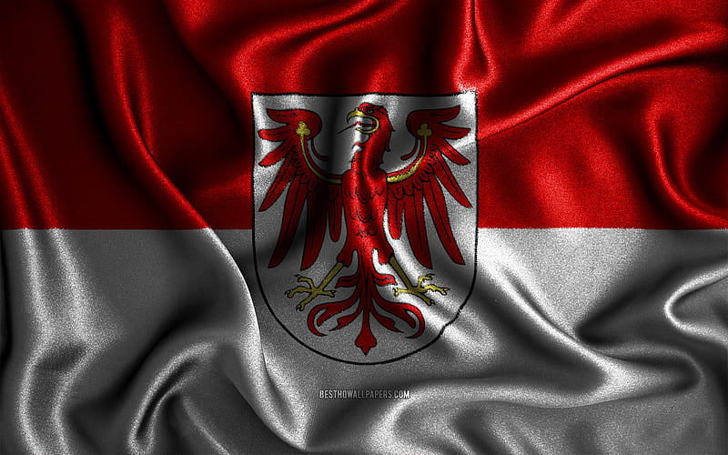 Brandenburg flag silk wavy flags, german states, Flag of Brandenburg, fabric flags, 3D art, Brandenburg, States of Germany, Brandenburg 3D flag, HD wallpaper