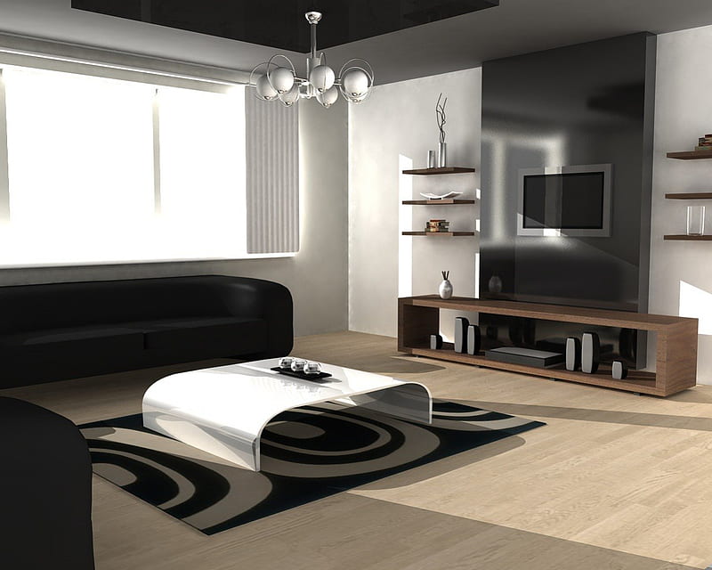 living room nice design, desenho, modern, house, floor, HD wallpaper