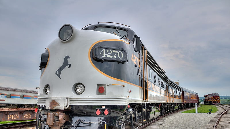 mighty norfolk southern railroad in virginia r, track, locomotive, train, r, overcast, HD wallpaper