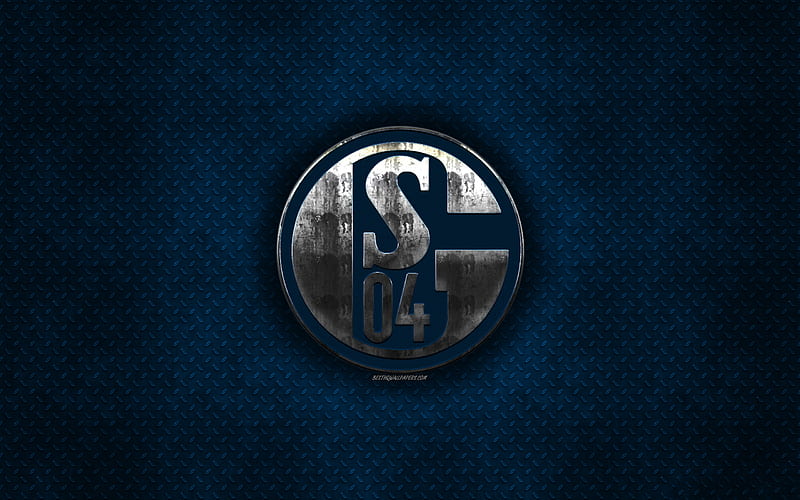 FC Schalke 04, German football club, blue metal texture, metal logo, emblem, Gelsenkirchen, Germany, Bundesliga, creative art, football, HD wallpaper