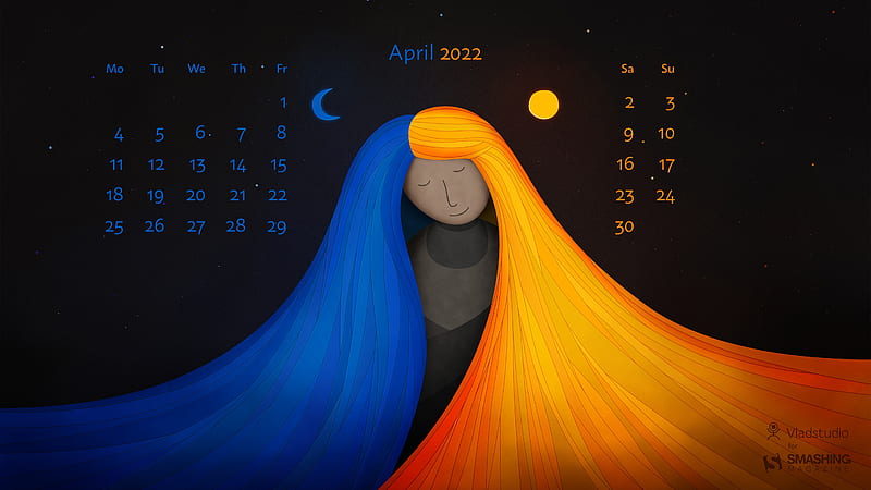 Blue And Yellow April 2022 Calendars Poster, HD wallpaper