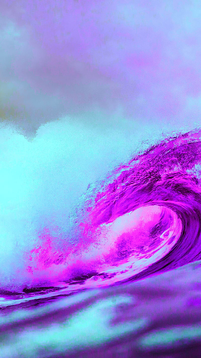 Tidal Waves II, beach, nature, ocean, outdoors, graphy, psicodelia, retrowave, surreal, synthwave, vaporwave, HD phone wallpaper