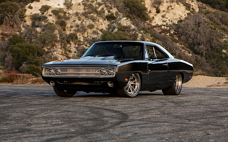 1970, Dodge Charger, Tantrum, black coupe, front view, retro cars, american  cars, HD wallpaper | Peakpx