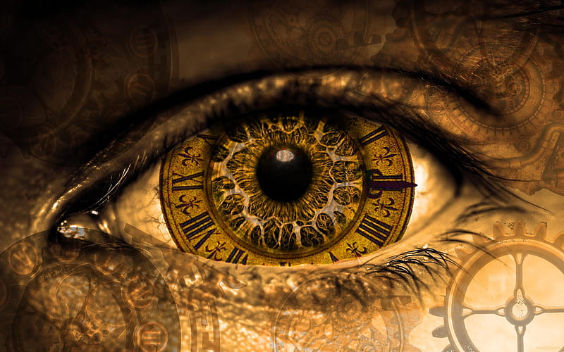 open letter to time, clock, abstract, lash, eye, HD wallpaper