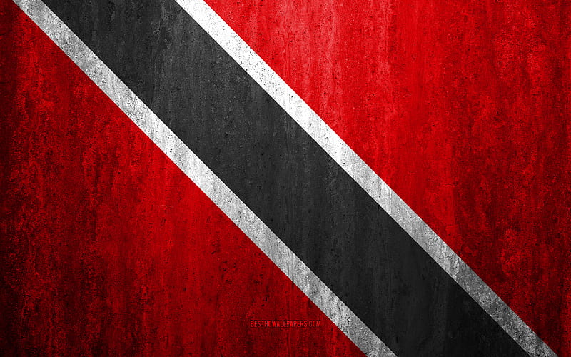 Flag of Trinidad and Tobago stone background, grunge flag, North America, Trinidad and Tobago flag, grunge art, national symbols, Trinidad and Tobago, stone texture, HD wallpaper