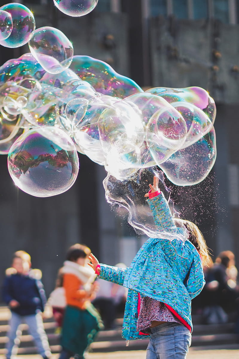 Colorful City Anime Girl Blowing Bubbles Wallpaper,HD Anime Wallpapers,4k  Wallpapers,Images,Backgrounds,Photos and Pictures