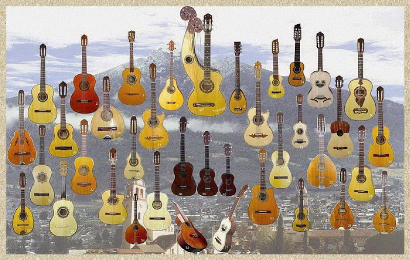 stringed instruments of the world, guitar, acoustic, music, mandolin, HD wallpaper