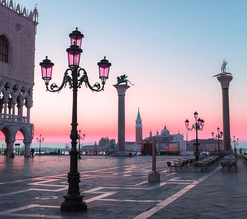Venice, city, lamp post, town, HD wallpaper