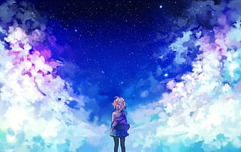 Wallpaper girl, anime, petals, tears, art, tape, kyoukai no kanata, mirai  kuriyama for mobile and desktop, section сёдзё, resolution 1920x1536 -  download