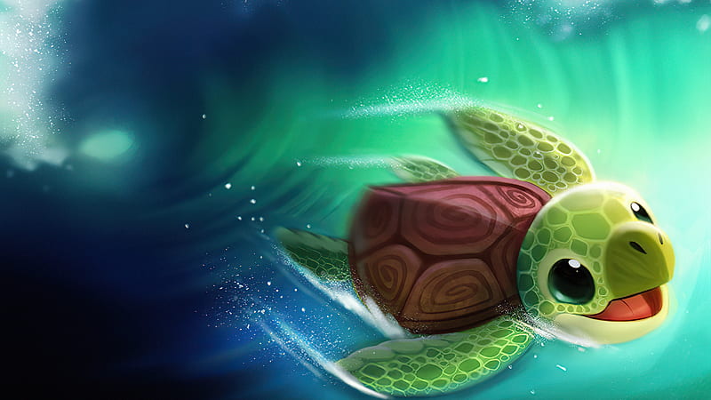 Turtle Surfer , turtle, artist, artwork, digital-art, HD wallpaper