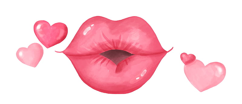 texture, paper, valentine, pink, lips, kiss, card, pattern, heart, watercolor, HD wallpaper