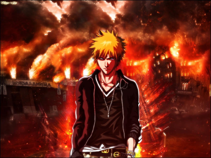 Ichigo Kurosaki Wallpaper 4K, Bleach, 5K, Red background