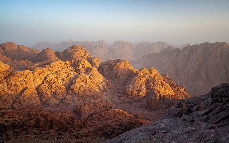 Sinai Mountains, Egypt, dusk, sky, middle east, landscape, sunlight, HD wallpaper