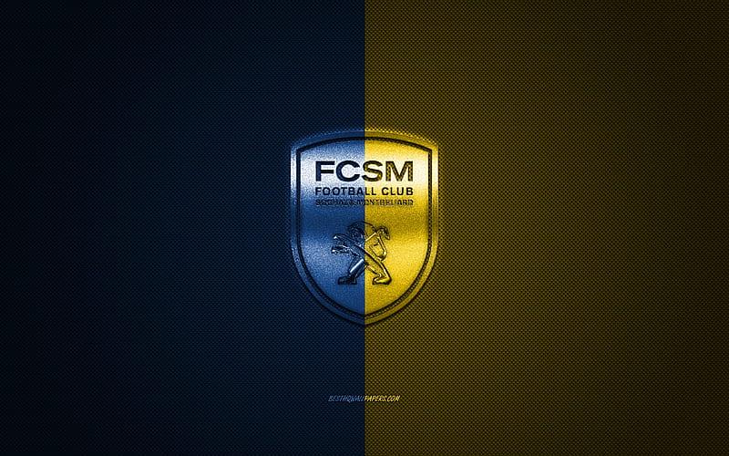 FC Sochaux, French football club, Ligue 2, blue-yellow logo, blue-yellow carbon fiber background, football, Montbeliard, France, FC Sochaux logo, FC Sochaux-Montbeliard, HD wallpaper