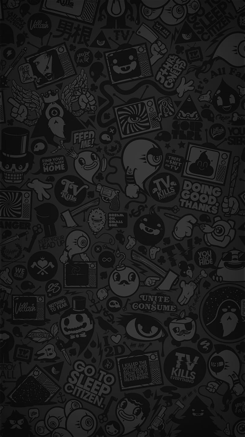 Cartoon Dark, black, simple, HD phone wallpaper | Peakpx