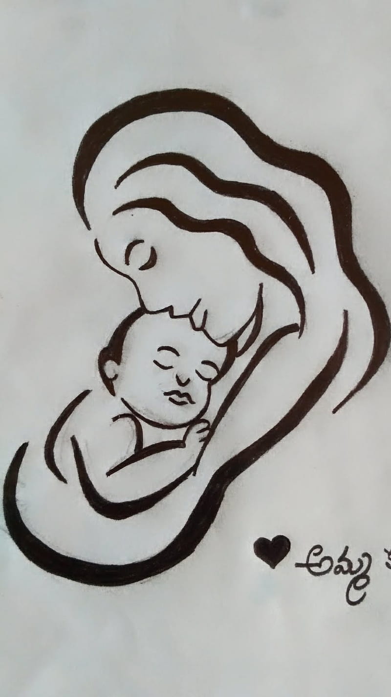 Mothers Love, mother, art, pencil sketch, HD phone wallpaper | Peakpx