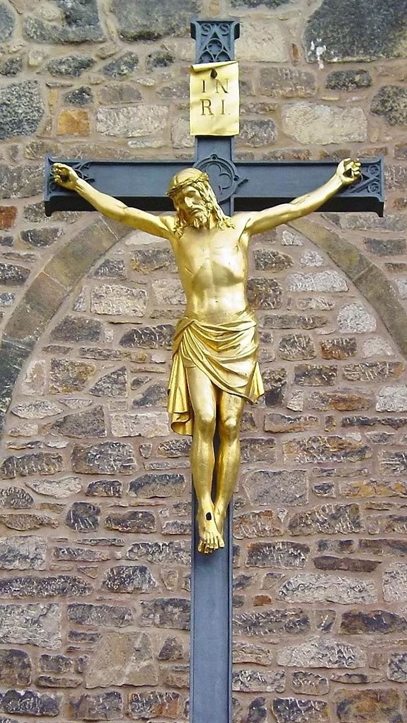 Christian Live, Jesus Cross In Golden, jesus cross, statue, lord jesus, god, HD phone wallpaper