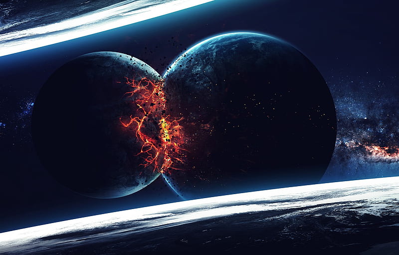 planets, destruction, sci fi, collision for , section космос, Planetary Collision, HD wallpaper