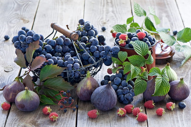 * Grapes and figs *, grapes, fresh, figs, fruits, nature, HD wallpaper