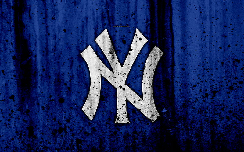 New York Yankees, grunge, baseball club, MLB, America, USA, Major League Baseball, stone texture, baseball, HD wallpaper