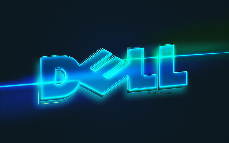 Dell logo, light art, Dell emblem, blue light line background, Dell neon logo, creative art, Dell, HD wallpaper