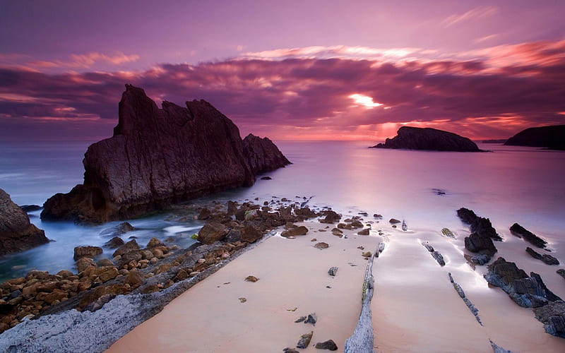 sand stones coast sea-Nature, HD wallpaper
