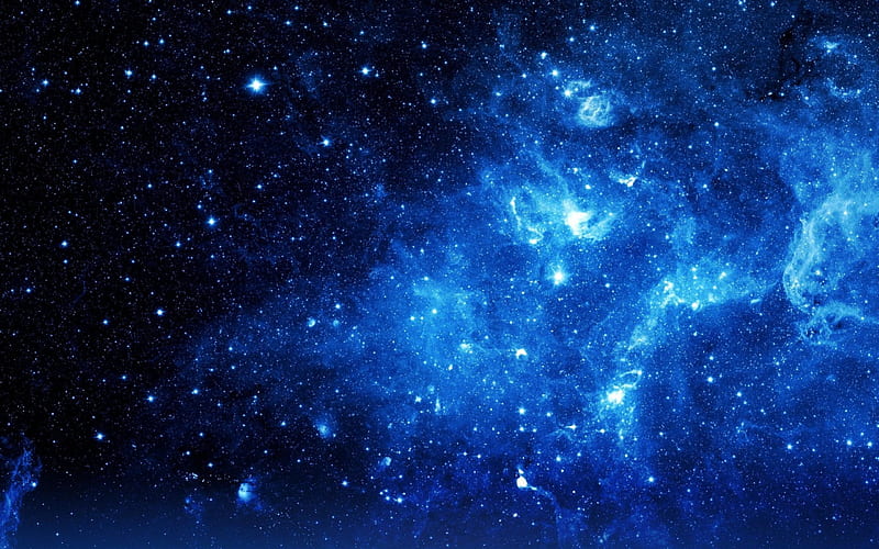 Blue Zone, stars, 3d, cg, space, galaxies, render, blue, HD wallpaper