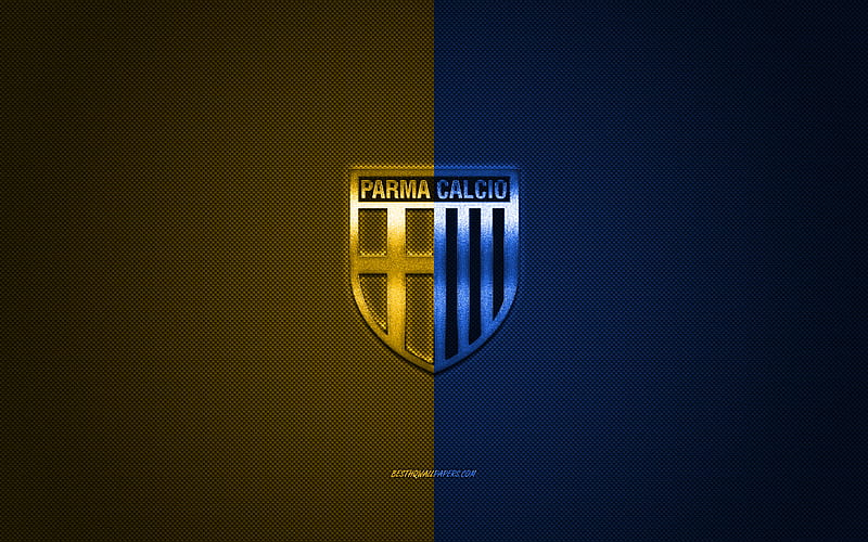 Parma Calcio 1913, Italian football club, Serie A, yellow blue logo, yellow blue carbon fiber background, football, Parma, Italy, Parma logo, HD wallpaper