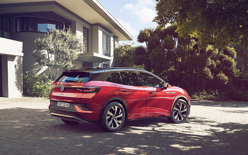 Volkswagen ID4 GTX, 2022, exterior, rear view, electric crossover, new red ID4 GTX, German electric cars, Volkswagen, HD wallpaper