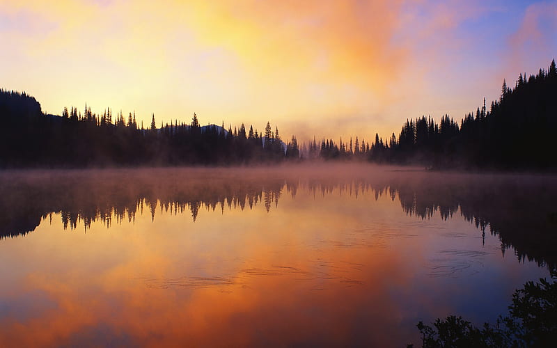The vast twilight-twilight illuminates the river, HD wallpaper