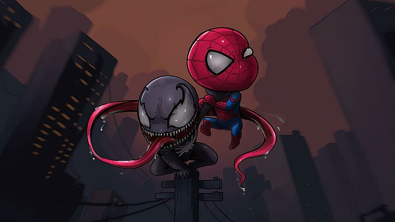 Spider Man, Venom, Comics, Chibi, HD wallpaper