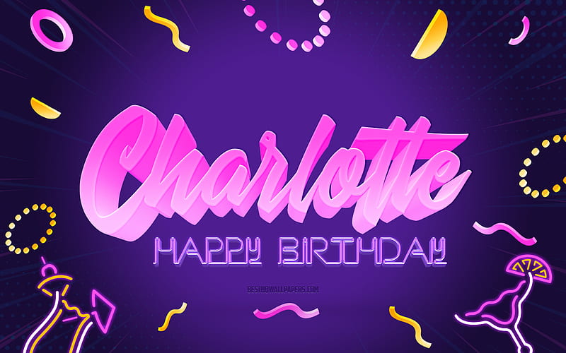Happy Birtay Charlotte Purple Party Background, Charlotte, creative art, Happy Charlotte birtay, Charlotte name, Charlotte Birtay, Birtay Party Background, HD wallpaper